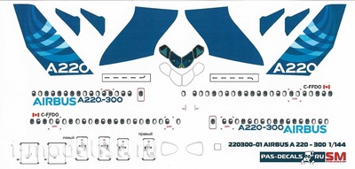 220300-01 PasDecals 1/144 Лазерная декаль на Arbus A220-300 HOME COLOR