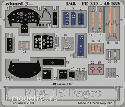 49232 Eduard 1/48 Фототравление для MiGG-15 Fagot