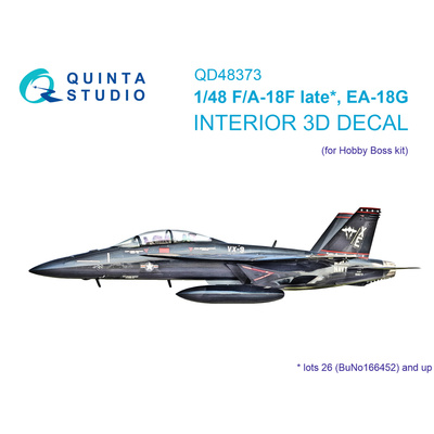 QD48373 Quinta Studio 1/48 3D Декаль интерьера кабины F/A-18F late / EA-18G (HobbyBoss)