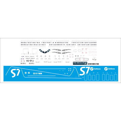 321S7-NEO PasDecals 1/144 Decal S-7 NEW for A321neo airliner model (Zvezda)