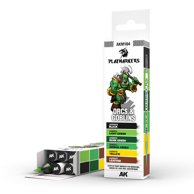 AKM104 AK Interactive Набор акриловых маркеров PLAYMARKER - Орки и гоблины / ORCS & GOBLINS – PLAYMARKER SET