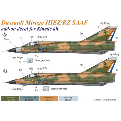 UR4880 UpRise 1/48 Декали для Mirage IIIEZ/RZ SAAF