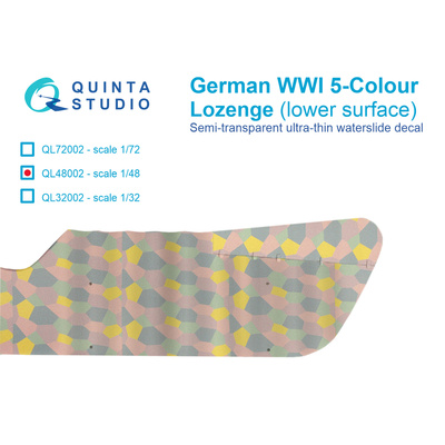QL48002 Quinta Studio 1/48 German WWI 5-color Lozenges (lower surfaces)