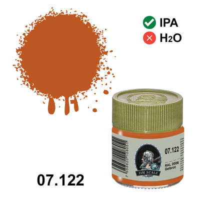 07.122 Jim Scale Alcohol paint color RAL 2006 Gelbrot, 10 ml.