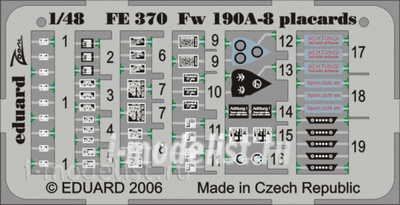 FE370 Eduard 1/48 Цветное фототравление для Fw 190A/ F placards