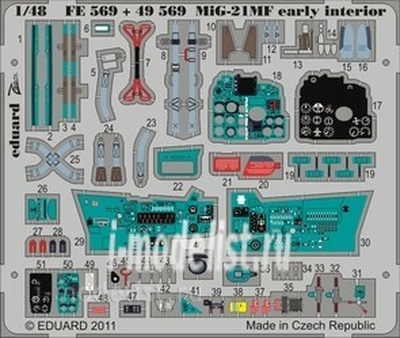 FE569 Eduard 1/48 Цветное фототравление для MiGG-21MF early interior S. A. Weekend