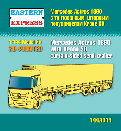 144A011 Восточный экспресс 1/144 Mercedes Actros 1860 с тентованным шторным полуприцепом Krone SD