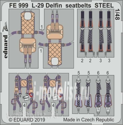 FE999 Eduard 1/48 Фототравление для L-29 Delfin, стальные ремни