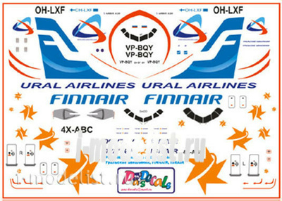 pas040 PasDecals 1/144 Декали А-320 Уральские авиалинии, FINNAIR, ISRAIL
