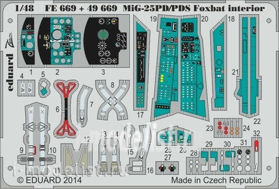 FE669 Eduard 1/48 Цветное фототравление для MiGG-25PD/PDS Foxbat interior S.A.