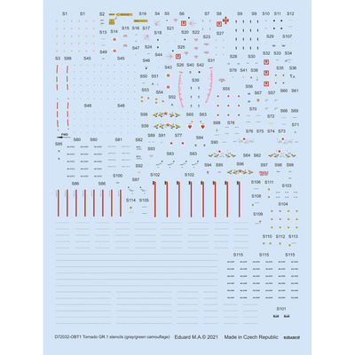D72032 Eduard 1/72 Decal for Tornado GR.1, tech. inscriptions (grey/green camouflage)