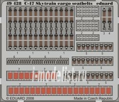 49428 Eduard 1/48 Фототравление для C-47 Skytrain cargo seatbelts