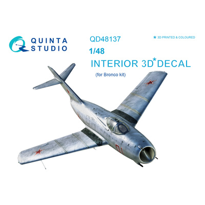 QD48137 Quinta Studio 1/48 3D Декаль интерьера кабины MiGG-15 бис (для модели Bronco)