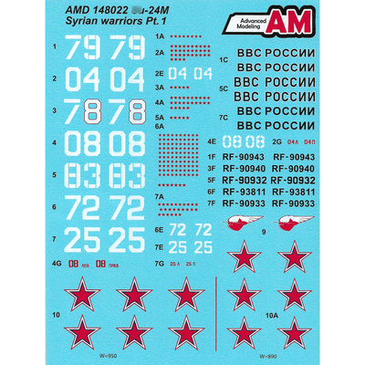 AMD148022 Advanced Modeling 1/48 Декали для С-24М из состава Авиационной Группы ВКС России в Сирии, аэродром Хмеймим