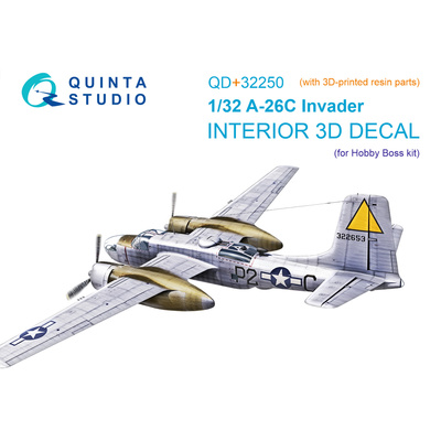 QD+32250 Quinta Studio 1/32 3D Декаль интерьера кабины A-26C Invader (HobbyBoss) (с 3D-печатными деталями)