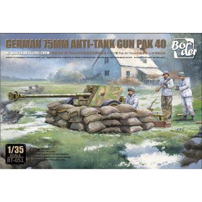 BT-051 Border Model 1/35 Немецкая 7,5 см противотанковая пушка Pak. 40 с зимним артиллерийским расчетом