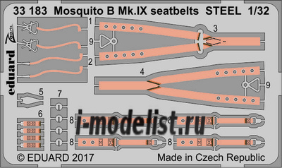 33183 Eduard 1/32 Фототравление для Mosquito B Mk. IX стальные ремни