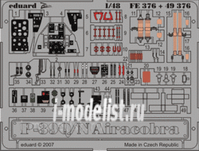 FE376 Eduard 1/48 Цветное фототравление для P-39Q/ N