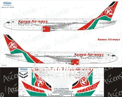 763-014 Ascensio 1/144 Scales the Decal on the plane Boeng 767-300 (Kenya Airways)