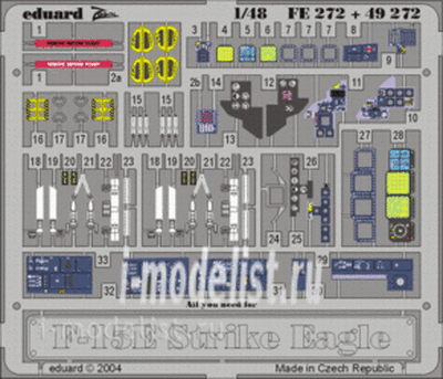FE272 Eduard 1/48 Color photo etched parts for F-15E
