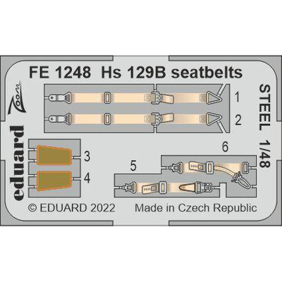 FE1248 Eduard 1/48 Фототравление для Hs 129B стальные ремни