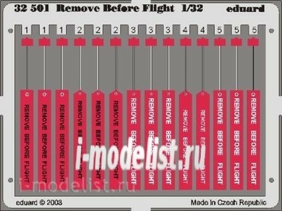 32501 Eduard 1/32 Цветное Фототравление для Remove Before Flight