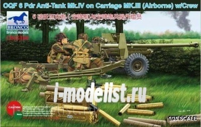 CB35168 Bronco 1/35 OQF 6 Pdr Anti-Tank Gun Mk.IV on Carriage Mk.III