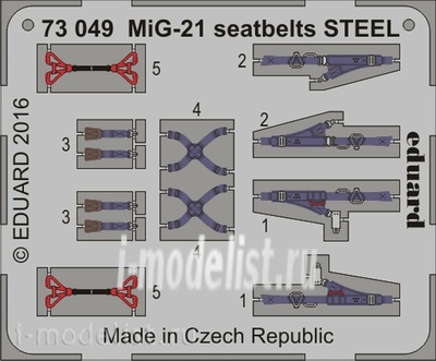 73049 Eduard 1/72 Фототравление для MiGG-21 ремни СТАЛЬ