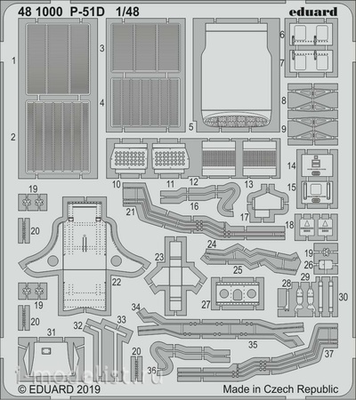481000 Eduard 1/48 Фототравление для P-51D