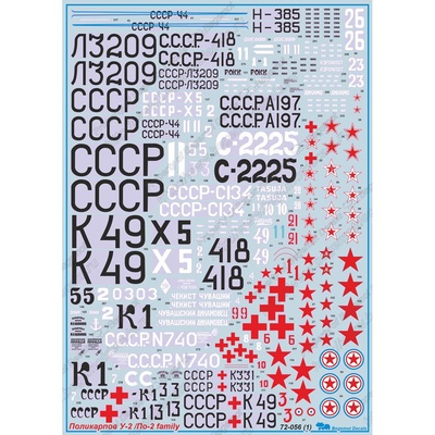 72056 Begemot 1/72 Декаль для Поликарпов По-2