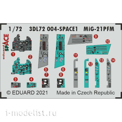 3DL72004 Eduard 1/72 Объёмная 3D декаль для MiGG-21ПФМ SPACE