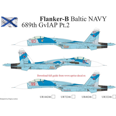 UR48246 UpRise 1/48 Декали для С-27 Flanker-B Baltic NAVY 689th GvIAP Pt.2 без тех. надписей	