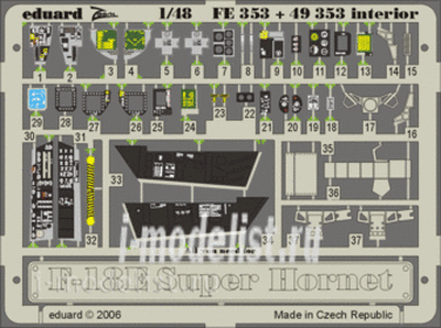 FE353 Eduard 1/48 Color photo etched parts for F-18E interior