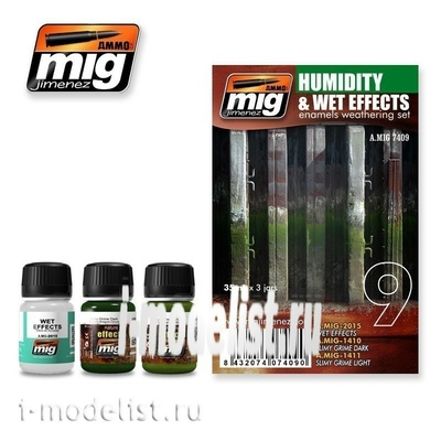 AMIG7409 Ammo Mig Набор для тонировки HUMIDITY AND WET EFFECTS (Сырость, потеки дождя, мох)
