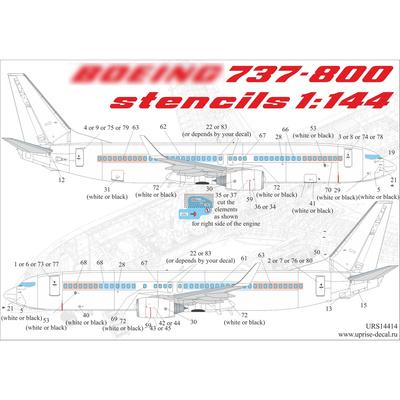 URS14414 UpRise 1/144 Декаль для авиалайнера 737-700/800