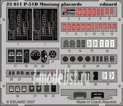 23011 Eduard photo etched parts for the 1/24 P-51D placards S. A.
