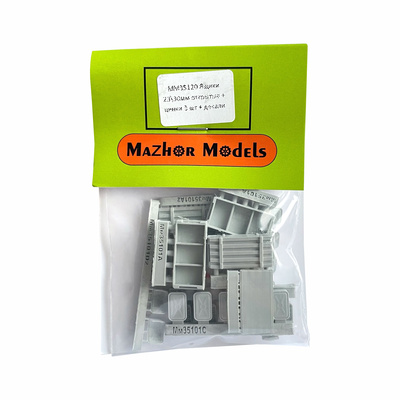 ММ35120 Мажор Моделс 1/35 Ящик 23/30 мм открытый + 15 цинков + 3 декали