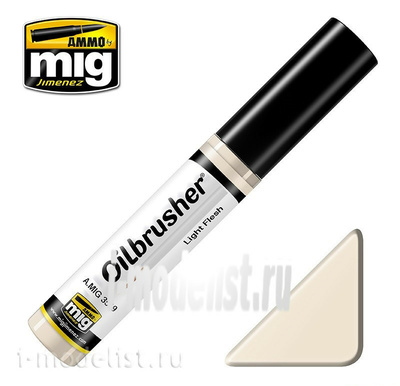 AMIG3519 Ammo Mig LIGHT FLESH (Масляная краска с тонкой кистью аппликатором) / ТЕЛЕСНЫЙ СВЕТЛЫЙ