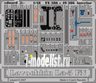 FE386 Eduard 1/48 Цветное фототравление для Lavochkin La-5FN interior S. A. (интерьер)
