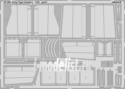 36388 Eduard 1/35 Фототравление для модели King Tiger fenders