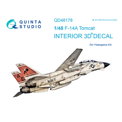 QD48178 Quinta Studio 1/48 3D Декаль интерьера кабины F-14A (для модели Hasegawa)