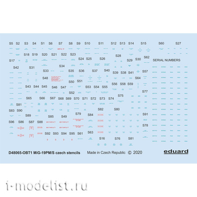 D48065 Eduard 1/48 Декаль для MiGG-19 тех.надписи, чешские