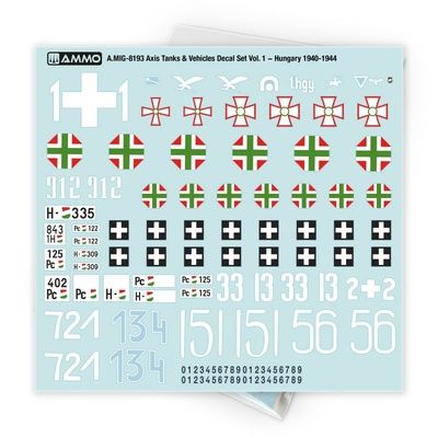 AMIG8193 Ammo Mig 1/35 Набор декалей Axis Tanks & Vehicles Венгрия, 1940-1944 / Decal Set Vol. 1 − Hungary 1940-1944
