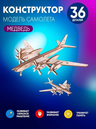 TR002 My_derevo Сборная модель Самолёт Медведь