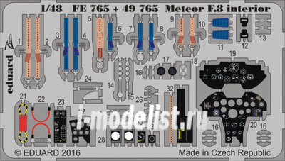 49765 Eduard 1/48 Фототравление для Meteor F.8 interior