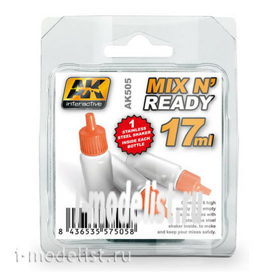 AK505 AK Interactive Набор пустых банок (6шт.)  MIX N´ READY 17ml