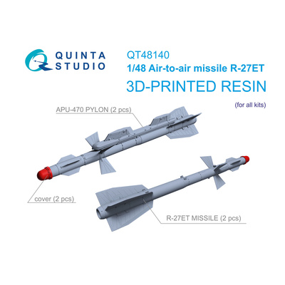 QT48140 Quinta Studio 1/48 Ракеты «воздух-воздух» Р-27ЭТ с пусковыми устройствами, 2 шт. (для любых моделей)