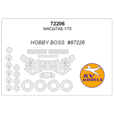 72206 KV Models 1/72 Набор окрасочных масок для остекления модели вертолёта 