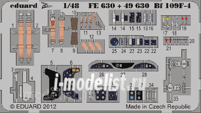 FE630 Eduard 1/48 Цветное фототравление для Bf 109F-4 S. A.