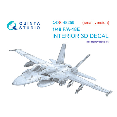QDS-48259 Quinta Studio 1/48 3D Декаль интерьера кабины F/A-18E (HobbyBoss) (малая версия)